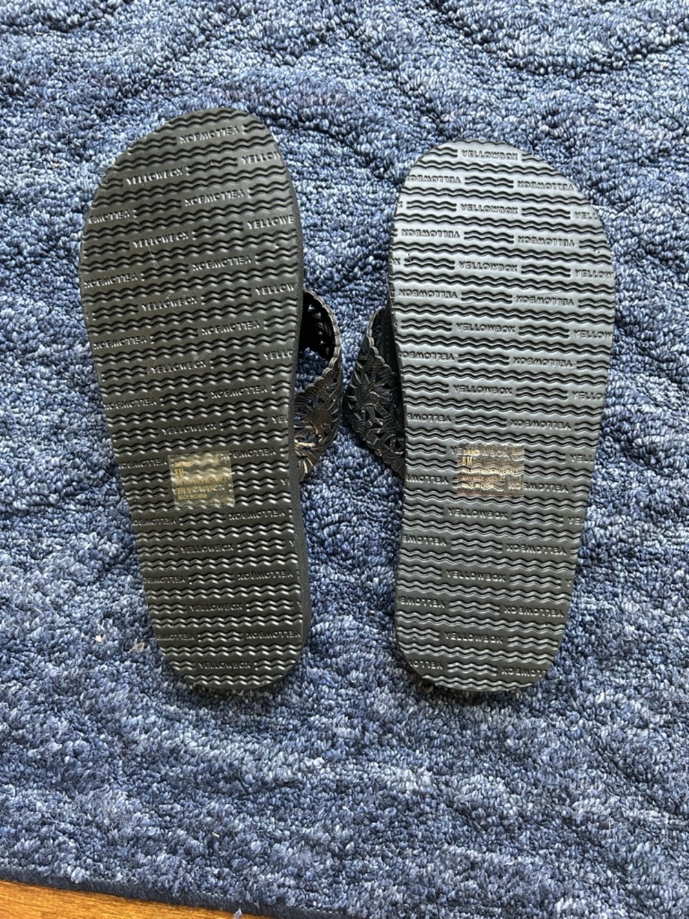 Yellow Box Black Floral Cutout Flip Flop Sandals - Picture 3 of 3